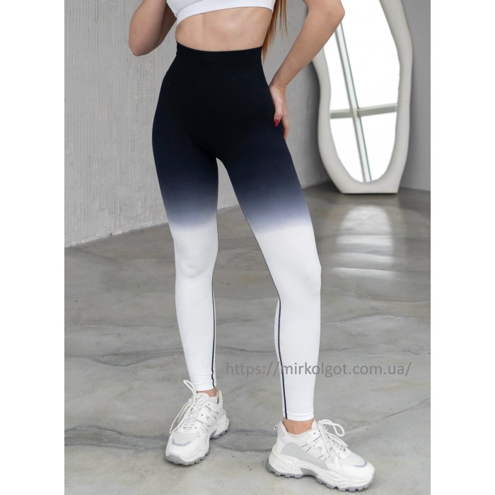 Безшовні легінси для фітнесу омбре Пуш-Ап Leggings PUSH-UP model 15 (Black white) Безшовні легінси для фітнесу омбре Пуш-Ап Leggings PUSH-UP model 15 (Black white)